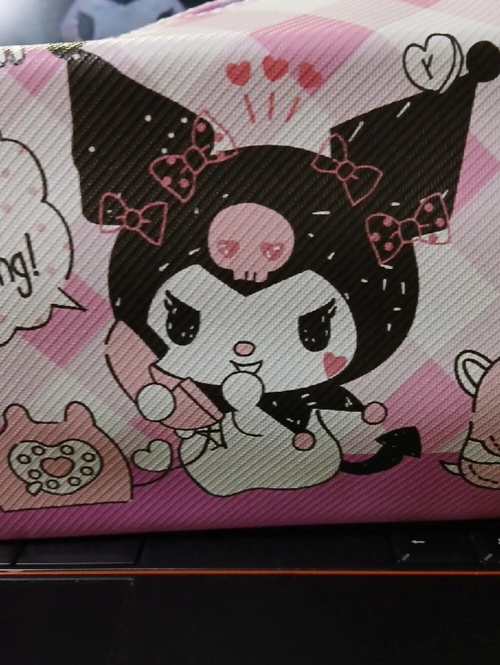 Medium Make Up Bag Kuromi Pink Purple Gingham Cosmetic Or Pencil Pouch